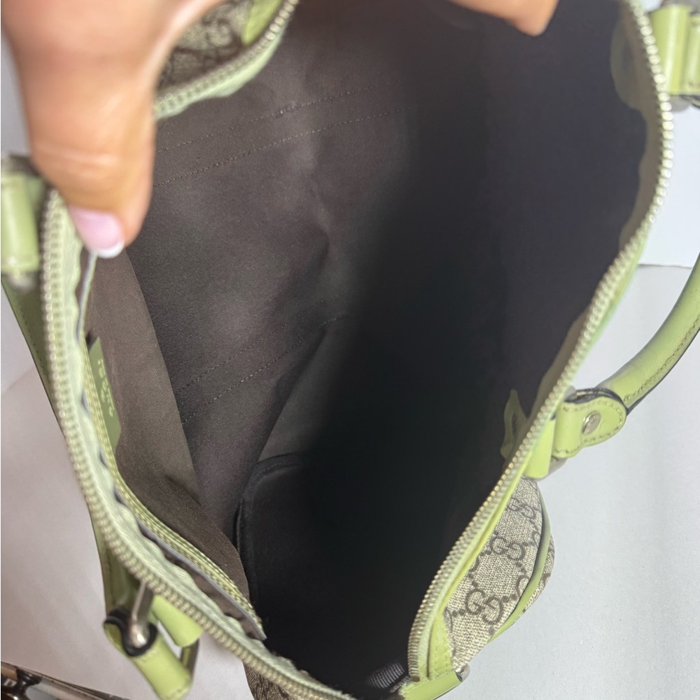 Gucci Beige and Green Monogram Boston Joy Bag - Picture 12 of 16